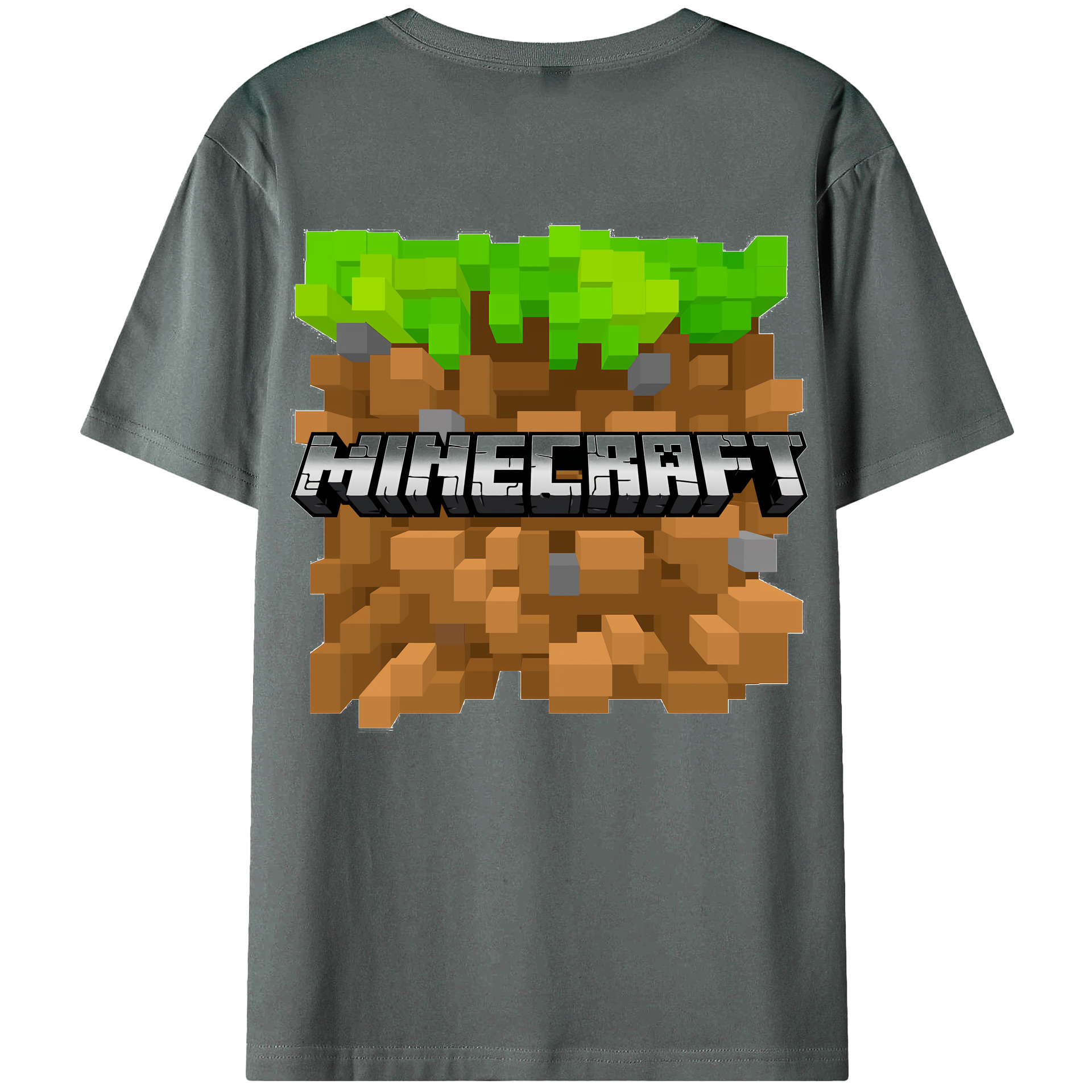 （画像用） マインクラフト ブロックの世界 Minecraft MC Block world 綿100％ メンズ半袖Tシャツ（バックプリント） 通気性